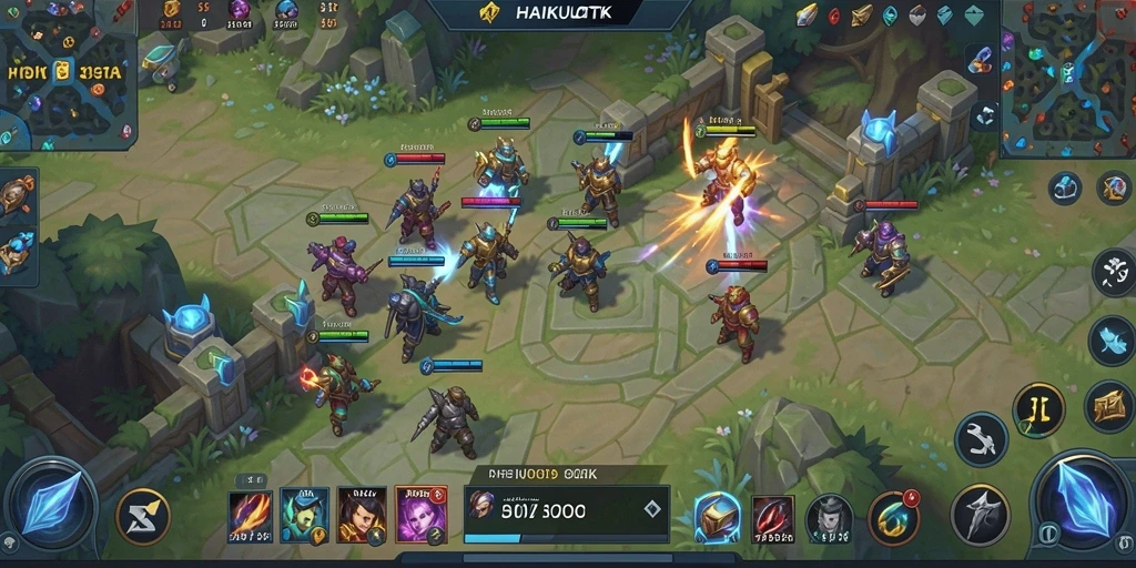 Screenshot menampilkan aksi intens dalam pertempuran HAIKUOTK.