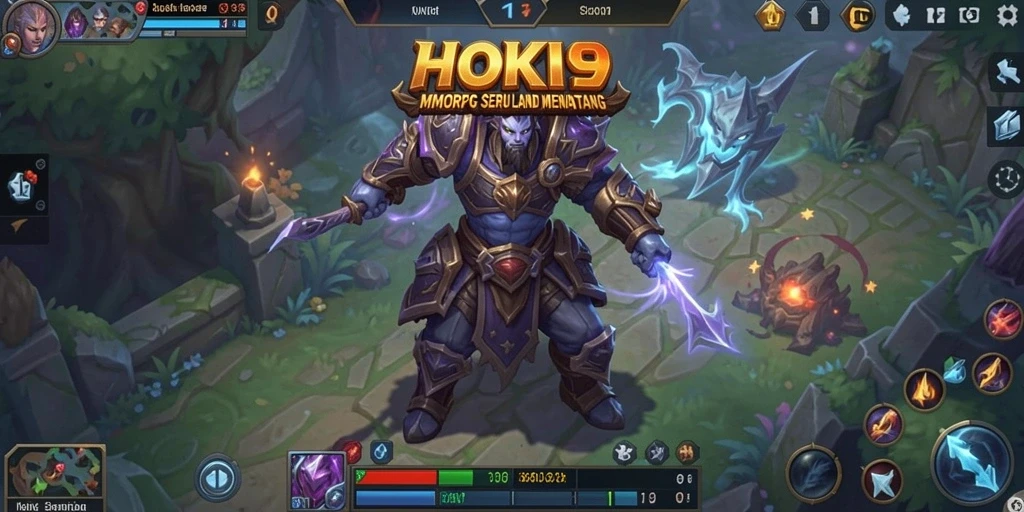 Tampilan gameplay HOKI9 dengan pertempuran seru dalam dunia fantasi.