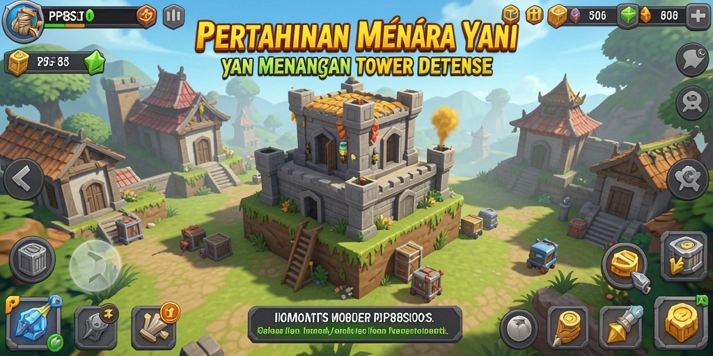 Tampilan gameplay PP88SLOTS dengan pertahanan menara yang strategis.